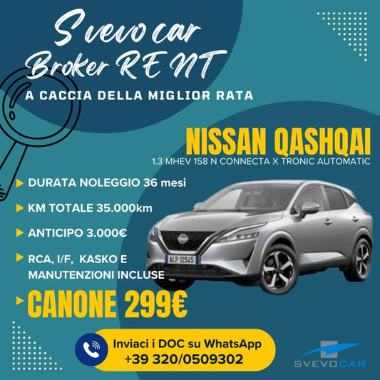 NISSAN QASHQAI 1.3 MHEV 158 CV X TRONIC NOLEGGIO LUNGO TERMINE