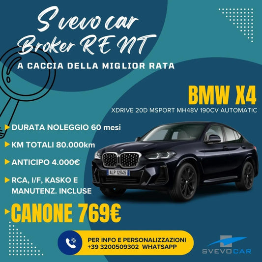 BMW X4 20 D M-SPORT NOLEGGIO LUNGO TERMINE