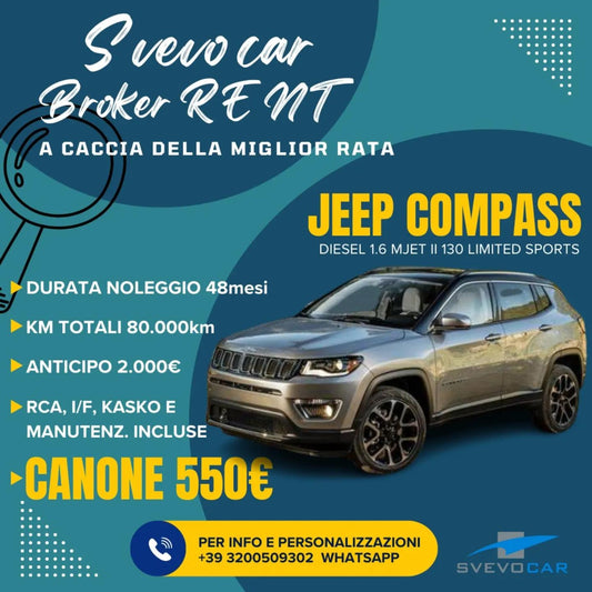 JEEP COMPASS 1.6 M.JET 130CV NOLEGGIO LUNGO TERMINE