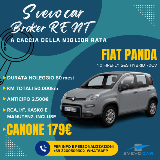 FIAT PANDA 1.0 FireFly S&S Hybrid 70CV NOLEGGIO LUNGO TERMINE